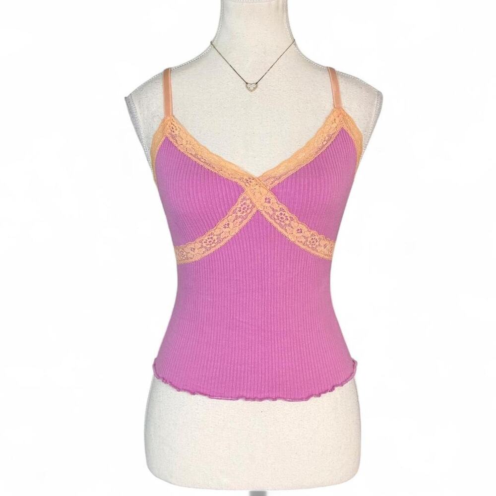 Pink + orange Lace Y2K Cami Top Size M BDG